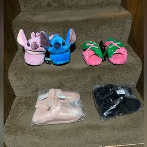 Women’s slippers. NEW. Black (7-8) Lilo&Stitch and Wicked (9-10). $10 each.